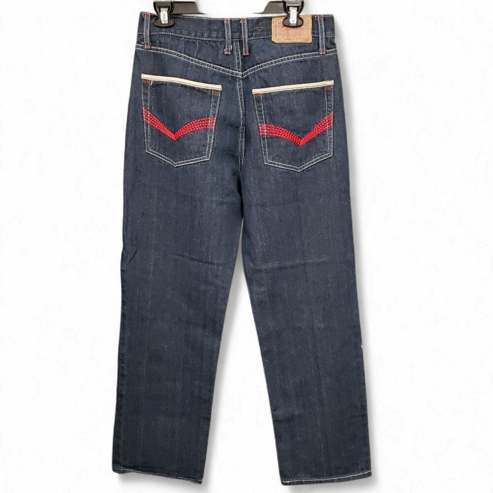 Regal Wear Triumph Mens Blue Jeans Red White Stitching Size 34x32 Y2K